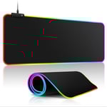 RGB Gaming Musmatta 800×300×4mm Tjock Utökad Gaming Mus- och Tangentbord Matta med Halksäker Gummibas med 7 Ljuslägen
