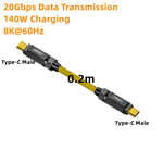 Geek-Câble de données USB C,7 en 1,8K à 60Hz,20Gbps,140W,charge rapide,cordons épissables,compatible avec iPhone 15,ordinateur portable Macbook,ensemble de bricolage - Type 0.2m C M C M