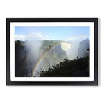 Big Box Art Victoria Falls Zimbabwe Rainbow Mountain Landscape Framed Wall Art Picture Print Ready to Hang, Black A2 (62 x 45 cm)