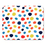 Navy Blue Red Orange Chartreuse Watercolor Hand Polka Dot Ink Circles Confetti Round Home School Game Player Computer Worker MouseMat Mouse Padch