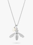 Claudia Bradby Pearl & Flying Bee Pendant Necklace, Silver