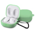 Newseego Compatible with Samsung Galaxy Buds Live Case, Soft Silicone Carrying Cover[Front LED Visible] with Keychain Anti-Lost & Shockproof Full Protective Case Cover for Galaxy Buds Live-Green