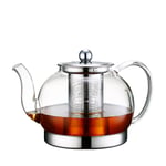 TOYO HOFU Heat-Resistant teapot Made of Clear Glass with Infusion, Induction Cooker Kettle Press, 1200 ml