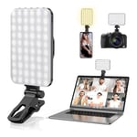 Minifokus Selfie Ljus 60 LED 2200mAh Uppladdningsbar Cell Phone Fill Light 7 Modes 10-Level Lightness, Portable Clip-on Light