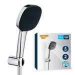 GROHE Vitalio Comfort 110 - Shower Set (Square 11cm Hand Shower, 2 Sprays: Rain & Jet, Anti-Limescale System, Hose 1.75m, Wall Holder, Water Saving), Easy to Fit with GROHE QuickGlue, Chrome, 26399001
