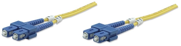 Intellinet Fiber Optic Patch Cable, OS2, SC/SC, 1m, Yellow, Duplex, Single-Mode, 9/125 µm, LSZH, Fibre, Lifetime Warranty, Polybag