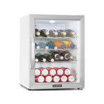 Klarstein Beersafe XL Crystal White Réfrigérateur 60 litres , éclairage LED 42 dB porte en verre classe D - Blanc & Argent