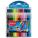 Maped Pochette de 12 feutres Long Life + 15 crayons couleur Color'Peps