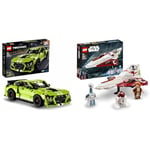 LEGO Technic Ford Mustang Shelby GT500 Set, Pull Back Drag Toy Race Car Model Building Kit & Star Wars Obi-Wan Kenobi’s Jedi Starfighter, Buildable Toy