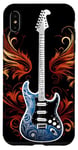 Coque pour iPhone XS Max Guitare électrique avec flammes Metal Band Rock Design