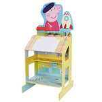 Peppa Pig Wooden Play Easel, 3 areas for play and creative activities; drawing area, chalkboard, and fun 2-story Peppa house.