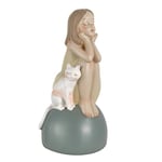 Baroni Home Figurine en résine pour Maison et Bureau, Statue Assise avec Chat 9,5 x 9,5 x 19 cm