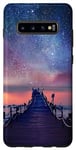Galaxy S10+ Clouds Sky Pink Night Water Stars Reflection Blue Starry Sky Case