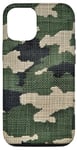 iPhone 15 Cross Stitch Style Camouflage Pattern Case