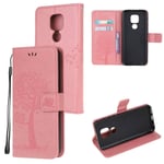 Motorola E7 - Læder cover / pung - printet design - Pink