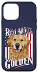 Coque pour iPhone 12 mini Rouge, blanc et doré - Patriotic Retriever Dog Pride