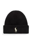 Ralph Lauren Polo Ralph Lauren Merino Wool Knitted Beanie Hat, Black, Men