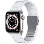 Miimall Resin Strap Compatible with Apple Watch 42mm/44mm/45mm, Waterproof Lightweight Band with Stainless Steel Buckle iWatch Bracelet for Apple Watch SE Series 7/6/5/4/3/2/1 42mm/44mm(White)