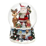Dekohelden24 Boule à Neige XXL - Jouet Amusant - Mélodie : Rudolph The Red Nosed Reindeer - Dimensions (L x l x H) : 15 x 15 x 20 cm - Boule Ø 15 cm - Père Noël avec élan