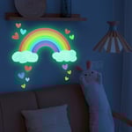 Glow In The Dark Rainbow Väggdekaler, Lysande Regnbåge Och Hjärtdekaler För Takväggar, Barn Sovrum Vardagsrum Dekoration För Flickor Pojkar Baby Nu