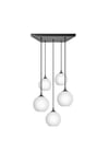 Chelsea Opal Glass Globe 5 Wire Square Cluster Lights, 9 inch, White, Pewter holder