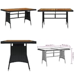 Trädgårdsbord svart 130x70x72cm konstrotting massiv akacia - Trädgårdsbord - Matbord - Home & Living