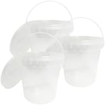 1 Litre Paint Kettle with Lids (Pack of 3) - Buckets, Mixing Pots, Paint Kettle with Lids, Storage Containers, Clear Tubs, Empty Pots