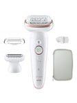 Braun Silk-Epil 9 With Lady Shaver Head & Trimmer Comb 9-030 White/Flamingo