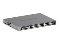 Netgear Smart Gs752txup - V3 - Switch - L3 Lite - Smart - 48 X 10/100/1000 (Poe++) + 4 X 10 Gigabit Sfp+ - Skrivbordsmodell, Rackmonterbar - Poe++