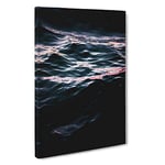 Big Box Art Light Reflecting Upon The Ocean in Abstract Canvas Wall Art Framed Picture Print, 30 x 20 Inch (76 x 50 cm), Black, Blue, Teal, Pink, Grey