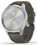 Garmin Watch Vivomove Style Silver Aluminium Case Moss Silicone