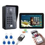 HBHYQ 9 inch Wifi RFID Password Video Door Phone Doorbell Intercom Entry System with IR-CUT 1000TVL Wired Camera Night Vision,Support Remote APP unlocking,Recording,Snapshot