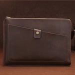 JIALI Laptop Sleeve Case Portable Universal Genuine Leather Business Laptop Tablet Zipper Bag, For 13.3 inch and Below Macbook, Samsung, Lenovo, Sony, DELL Alienware, CHUWI, ASUS, HP(Coffee)