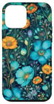 Coque pour iPhone 12 mini Motif fleurs sauvages turquoises