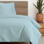 Pizuna Coton peigné Ensemble de Housse de Couette 140x200 cm 1 Personne Bleu bébé, 100% Coton Longue Tige 400 Fils Armure Satin, Housse de Couette de Luxe avec Fermeture à Boutons Bleu bébé