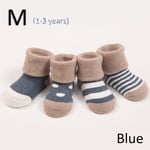 4pairs/set Thick Cotton Socks Soft Warm Baby Kids Children Blue M