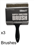 x 3 Universal Super Emulsion Brush - 150mm / 6" -  Decent Plasterers brush