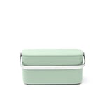 Brabantia - Sinkside Food Waste Caddy - Stay Open Lid - Large Stainless Steel Handle - Carry Your Leftovers - Easy Recycling - for Countertop in Kitchen - Compost Bin - Jade Green - 22 x 13 x 11 cm