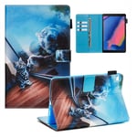 Samsung Galaxy Tab A 8.0 + S Pen (2019) stylish pattern leather flip case - Cat and Tiger Reflection