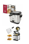 900W Deep Fat Fryer 1.5L Litre Chip Pan Basket Non Stick Oil Compact Brushed