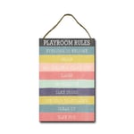 Harvesthouse Playroom Rules Home Farmhouse Wooden Sign, Rustic Style Wood Hanging Plaque,8x12 Inches