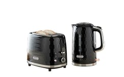 Daewoo Honeycomb Collection, Kettle & Toaster Set, 1.7L Kettle With Matching 2 Slice Toaster, Safety Features, Easy Cleaning, Cohesive Kitchen Set, Black