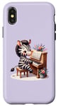 Coque pour iPhone X/XS Joli zèbre jouant du piano dessin animé sur un violet