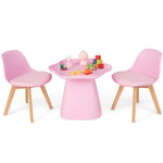 3 PCS Kids Table and Chairs Set Toddler Wooden Activity Art Play Desk Set