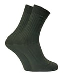 Dr Hunter 2 Pairs Mens 100% Cotton Breathable Walking Hiking Boot Socks - Dark Green - Size 6.5-8 (UK Shoe)