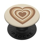 Neutral Tan Love Heart Coffee Latte Pattern PopSockets Swappable PopGrip