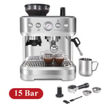 15Bar Espresso Machine Make Cappuccino Latte Coffee Maker w/Milk Frother Grinder