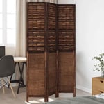 Room Divider 3 Panels Dark Brown Solid Wood Paulownia vidaXL