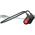 AQUYY Wireless IP68 Waterproof Swimming Headphones, Bone Conduction Bluetooth 5.0 Earphones, Open-Ear Sports Headset with 16G Memory, MP3 Music Player for Running Fitness Hiking, Best Gift Red