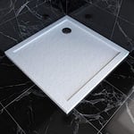 Receveur de douche a poser carre extra plat en acrylique renforcee blanc finition pierre - 90x90 cm